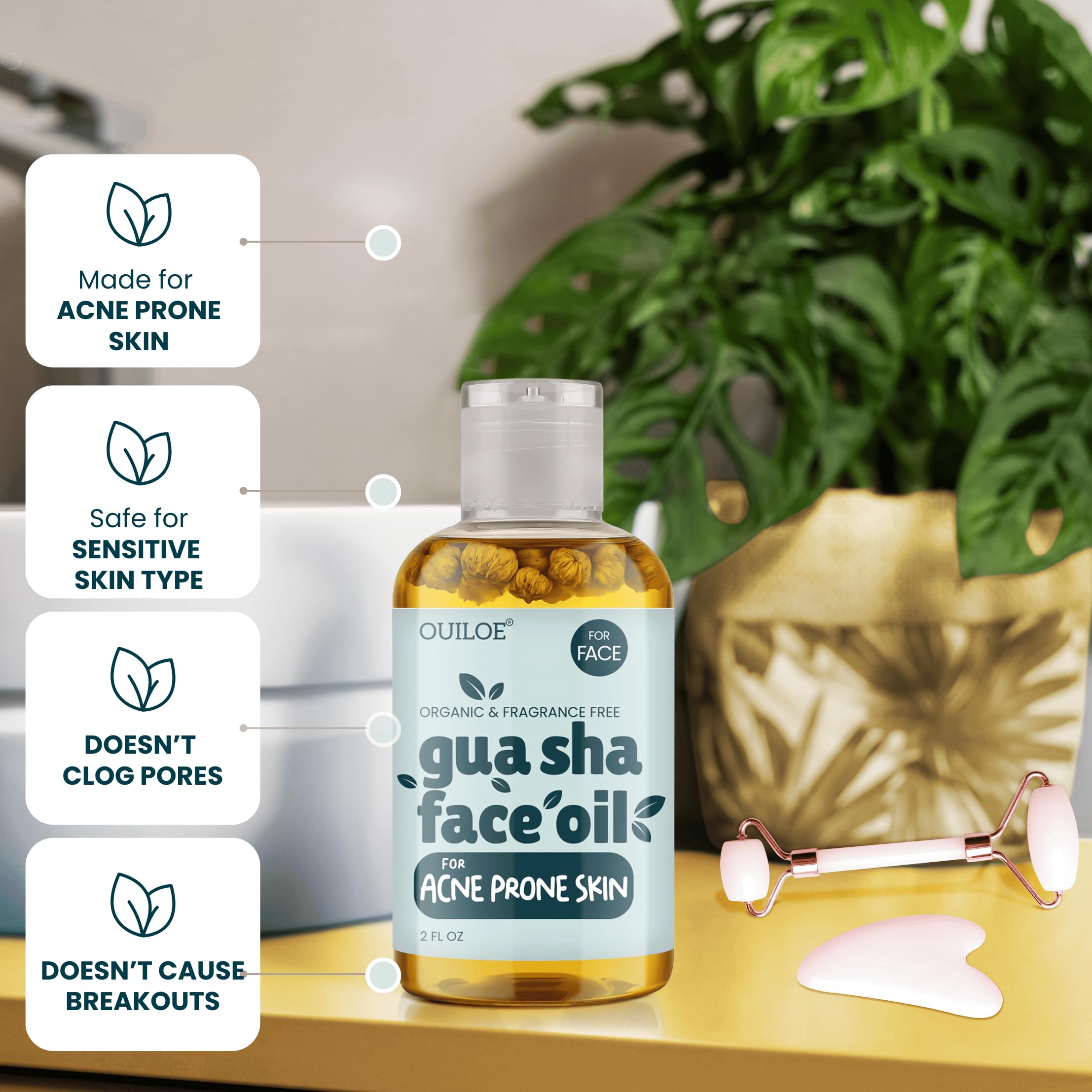 Fragrance-free Ouiloe oil for sensitive skincare.