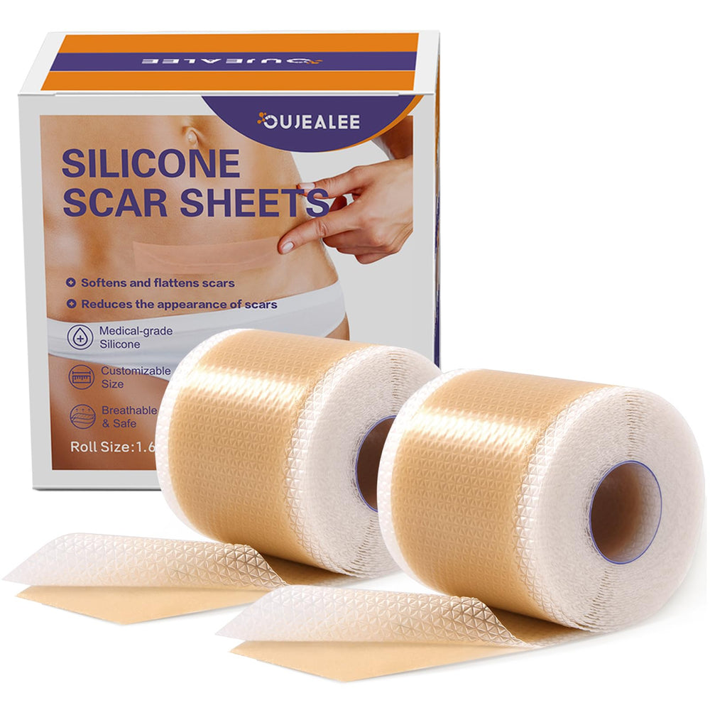 OUJEALEE silicone scar tape roll shows flexible scar coverage for versatile use.