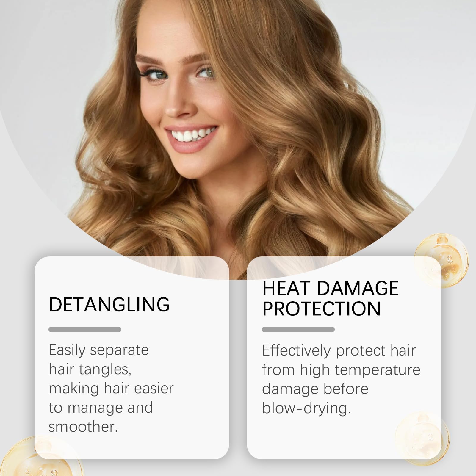 OUKPANE spray shields hair before heat styling with a lightweight feel