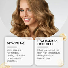 OUKPANE spray shields hair before heat styling with a lightweight feel