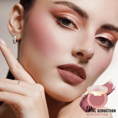 OULAC Blush Powder Mauve compact features a sleek design for quick touch-ups.
