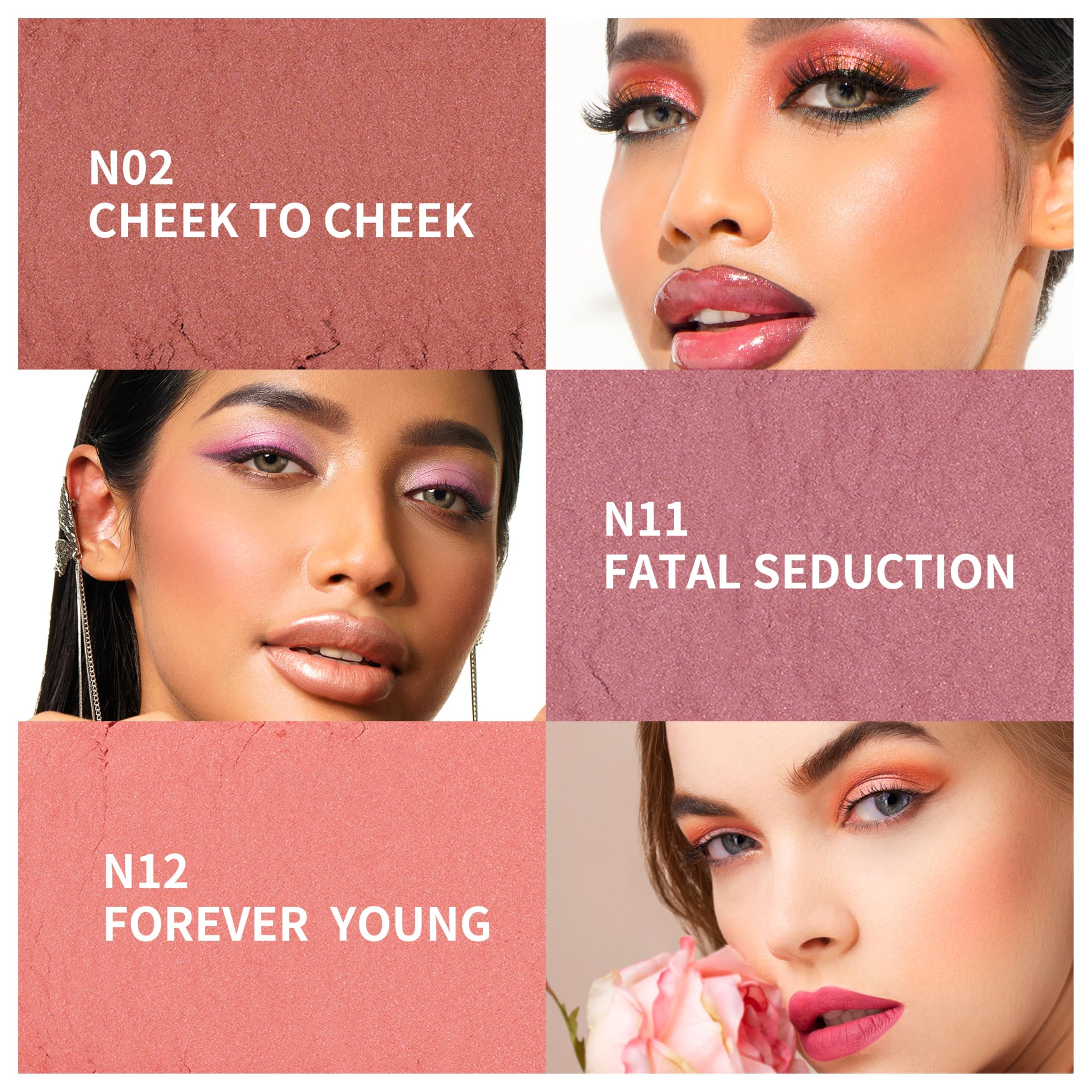 OULAC Blush Powder Mauve is easy to apply with a blush brush for even pigment.