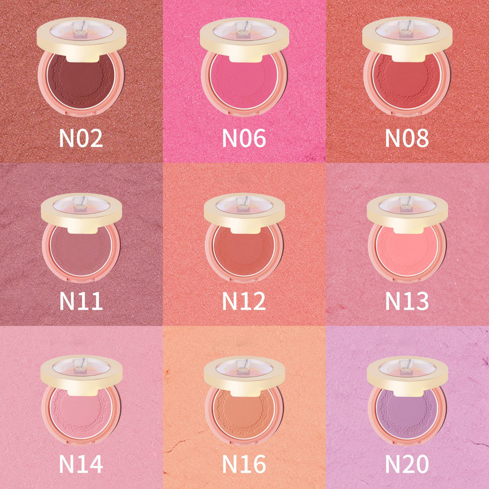 OULAC Blush Powder Mauve on cheeks adds natural brightness with a soft finish.