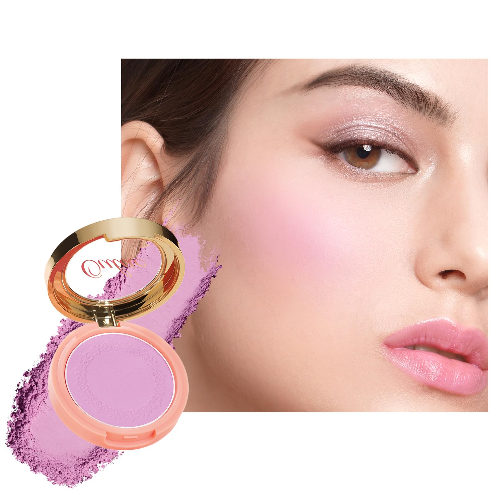 Oulac Purple Blush compact with swatch showing natural matte glow.
