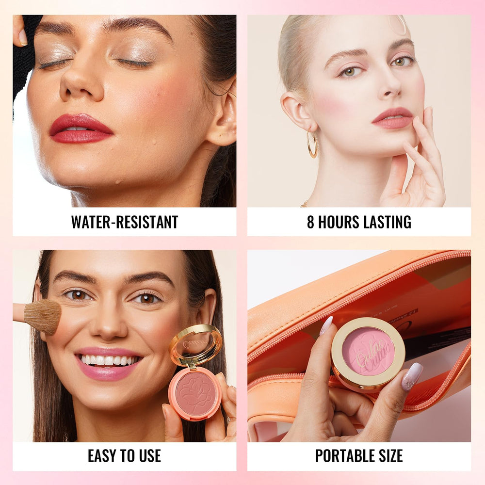 Oulac Purple Blush applied with brush for smooth, even color.