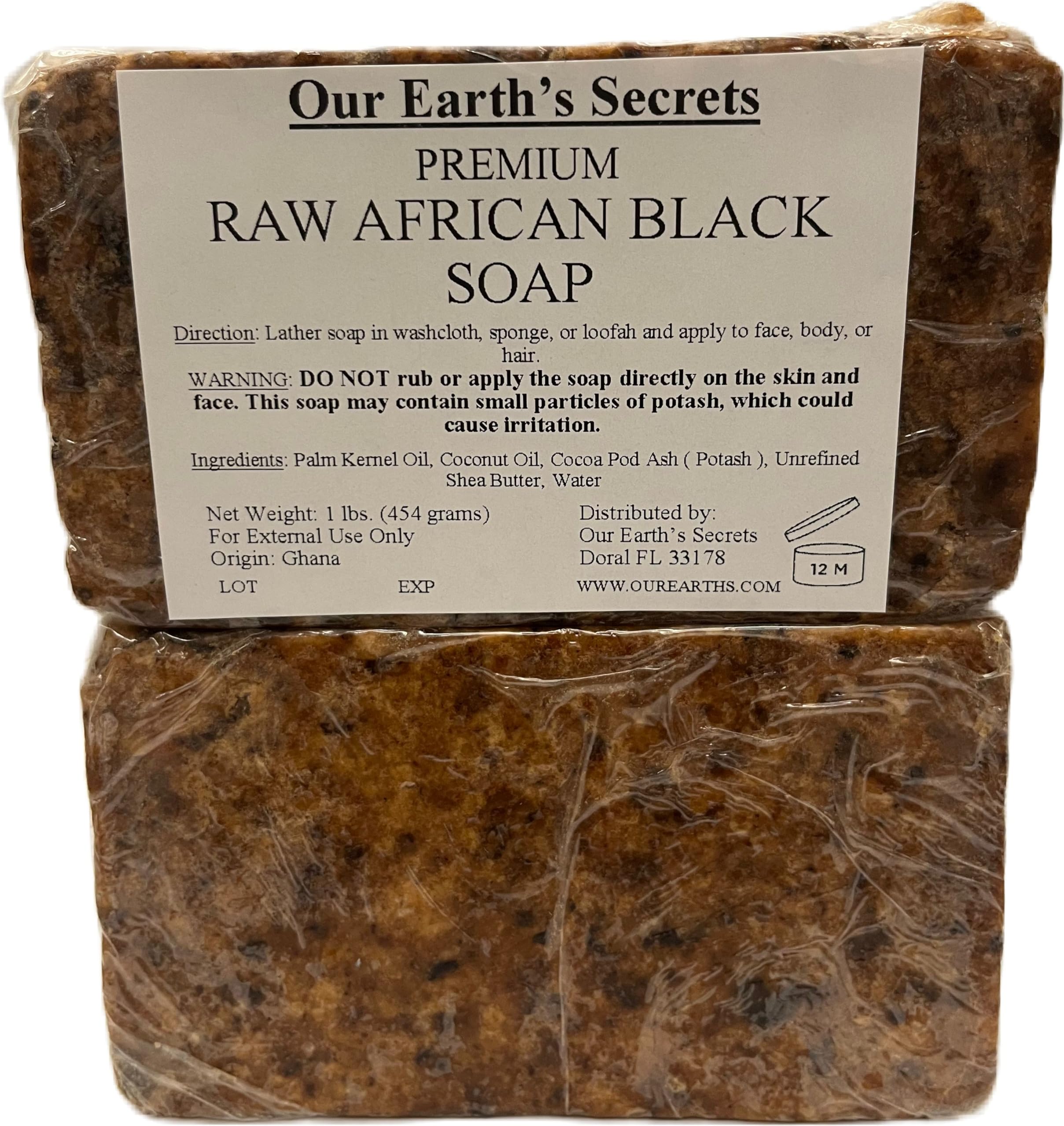 Our Earth's Secrets 1 lb raw soap pack displays sturdy packaging and value.