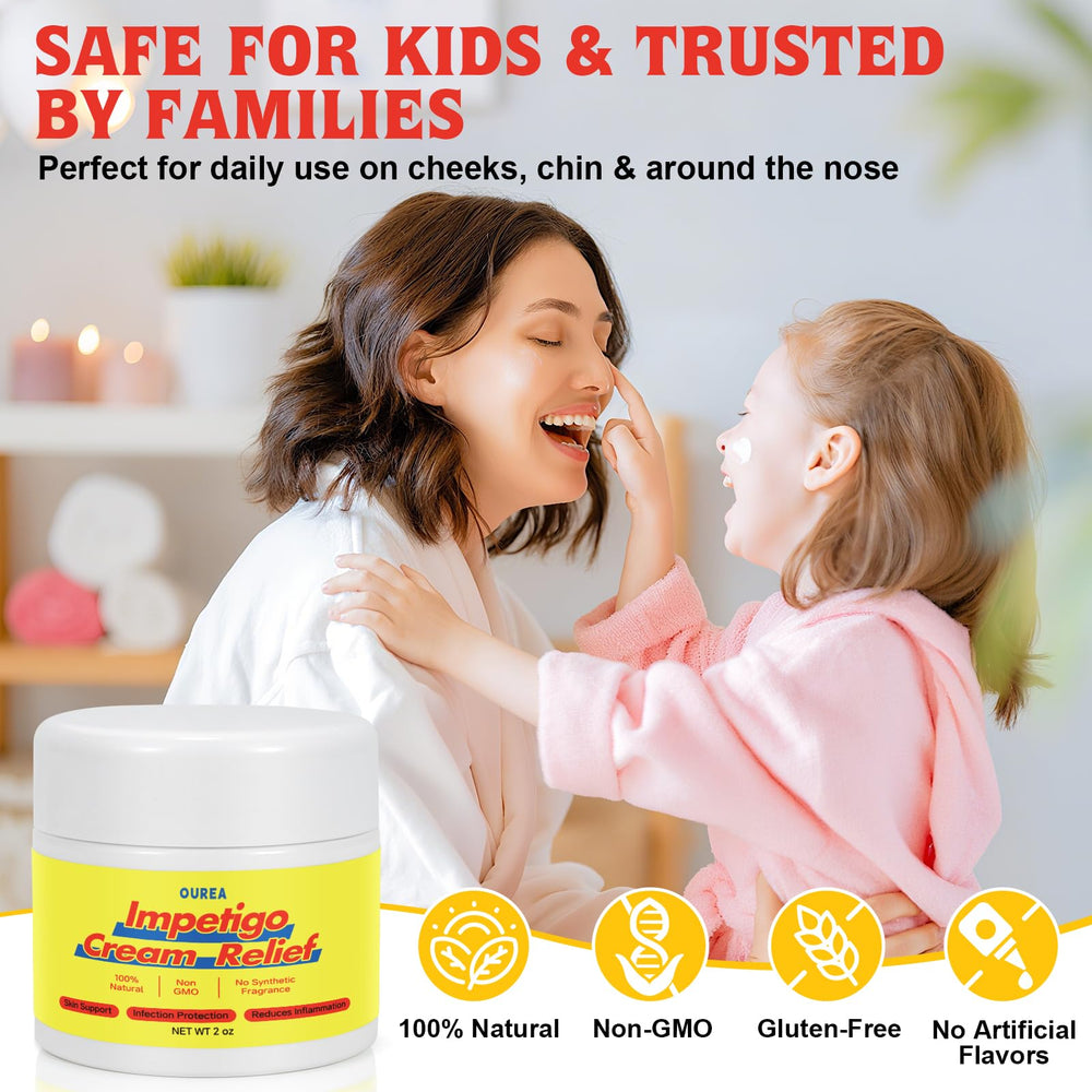 Ourea Impetigo Care ointment close-up highlighting soothing coverage.