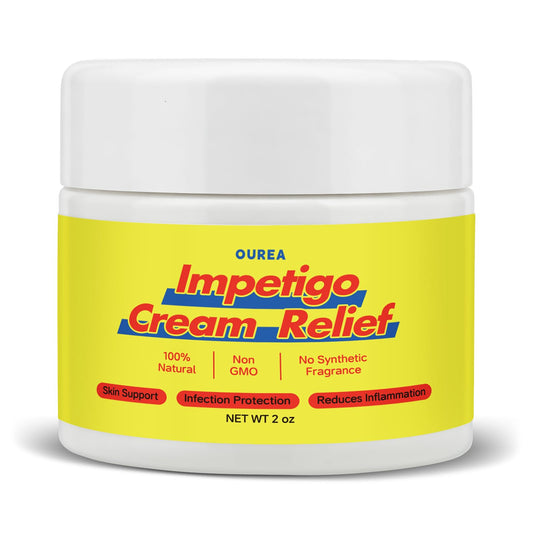 Ourea Impetigo Cream tube being applied for gentle daily skin comfort.