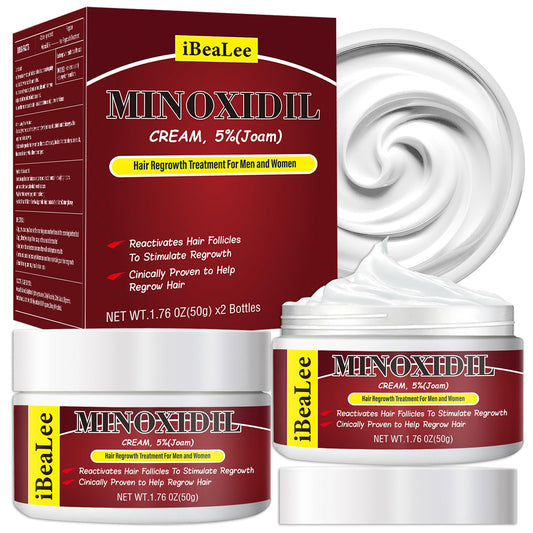 OURMUST 5% Minoxidil bottle shown for scalp hair regrowth and fuller look.