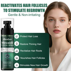 OURMUST minoxidil spray application on scalp for even distribution