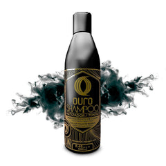 OURO Color-Enhancing Shampoo bottle with dark brown tones for rich color.