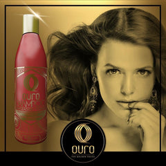 OURO Red Toning Shampoo hair foam close-up emphasizes vibrant red-copper tones