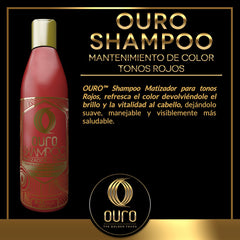 OURO Red Toning Shampoo ingredient complex for moisture and shine