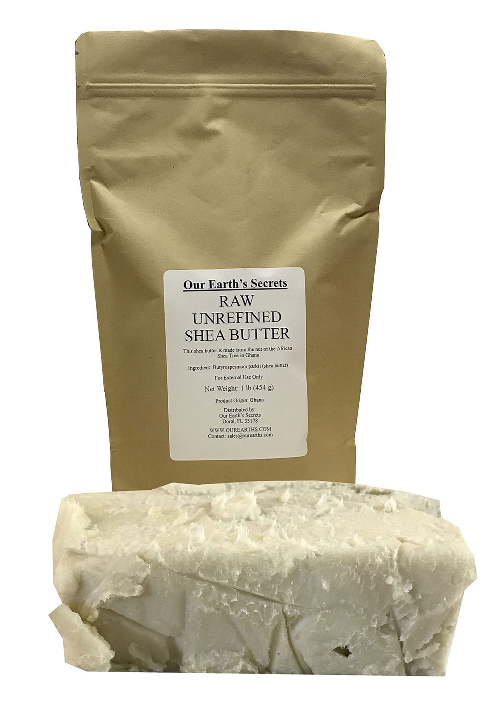 Our Earth's Secrets Ivory Shea butter block for premium skin care and DIY blends.