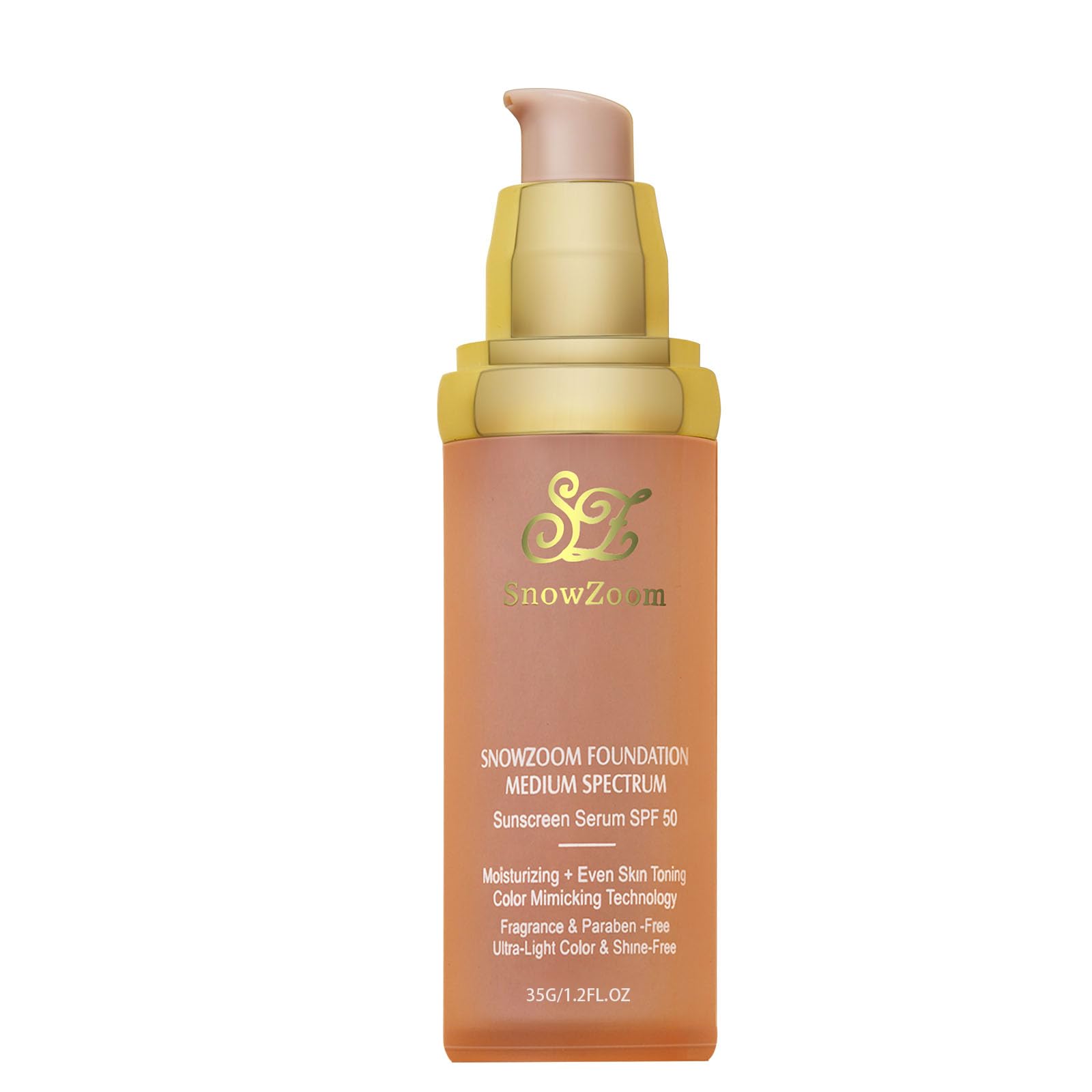 OUSHANG 4-in-1 color-changing foundation bottle shows shade-adapting formula for all skin tones.