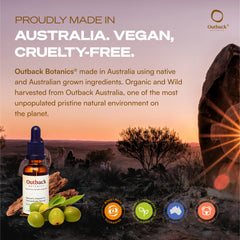 Outback Botanics label emphasizes Australian-made authenticity and premium quality