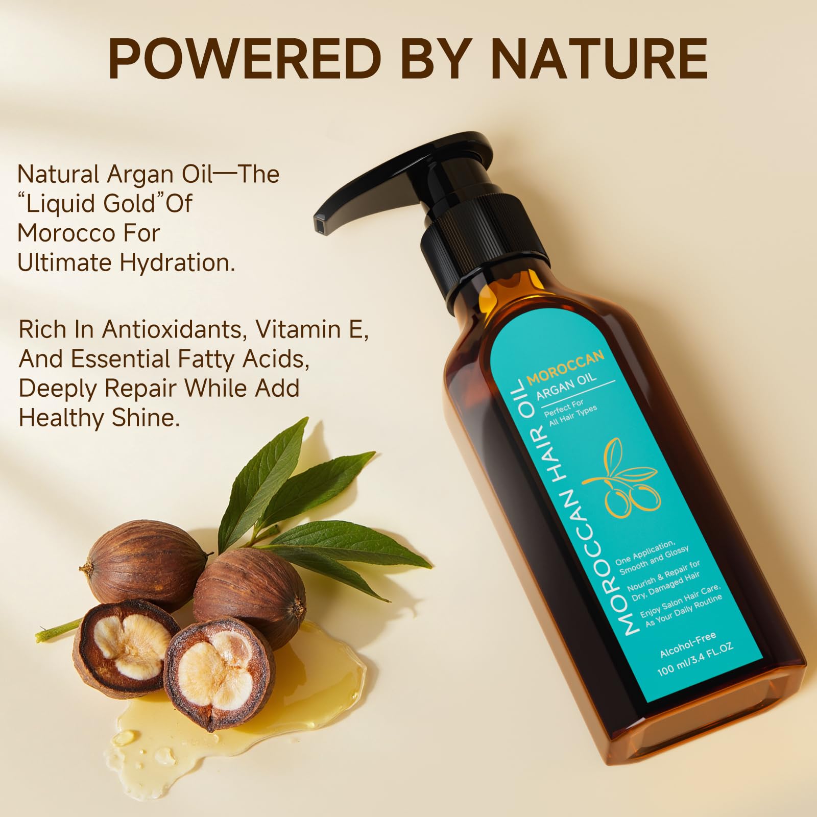 Outccogo Moroccan Argan Oil dropper dispensing serum for lightweight hydration