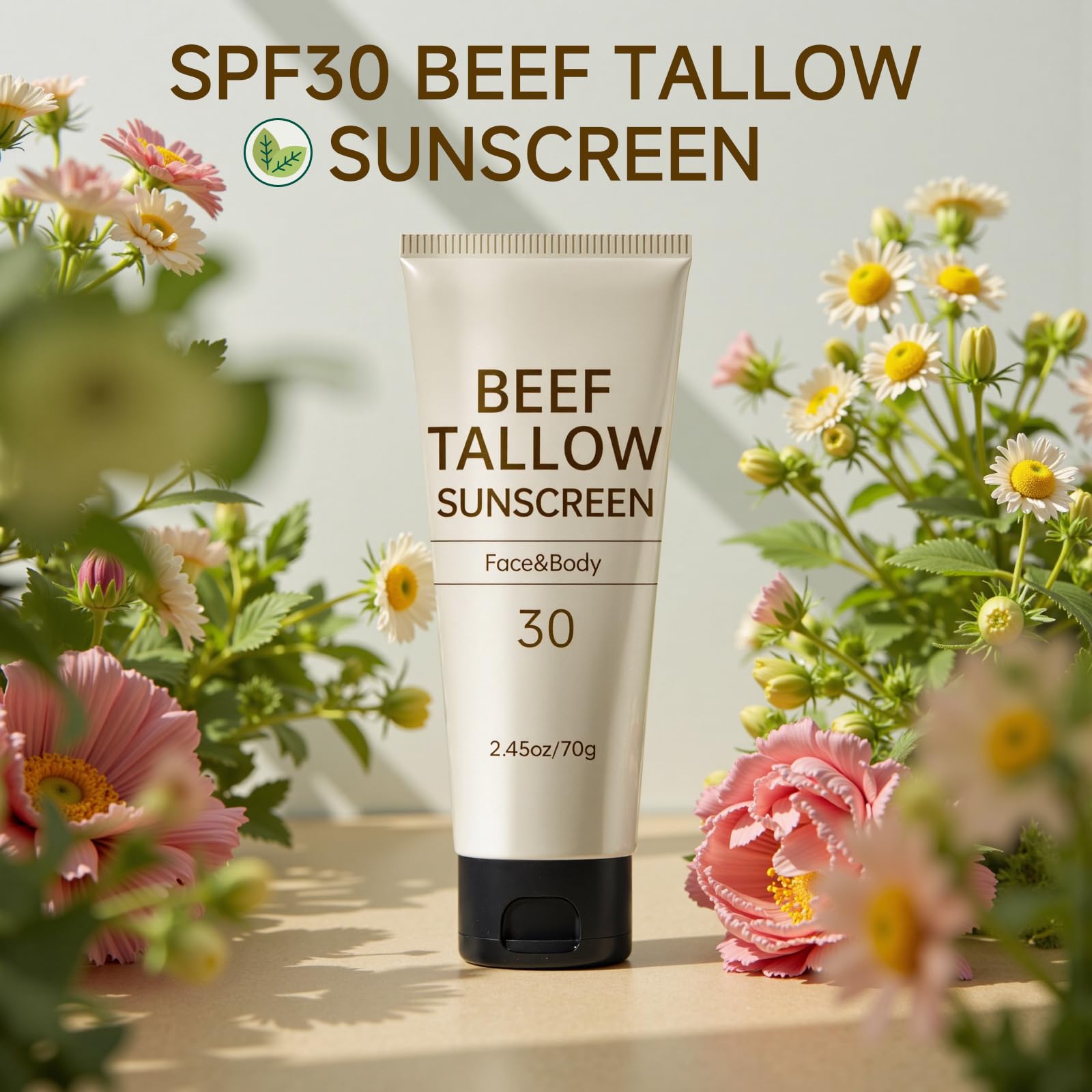 Outccogo Tallow Sunscreen travel tube front shows portable SPF protection.