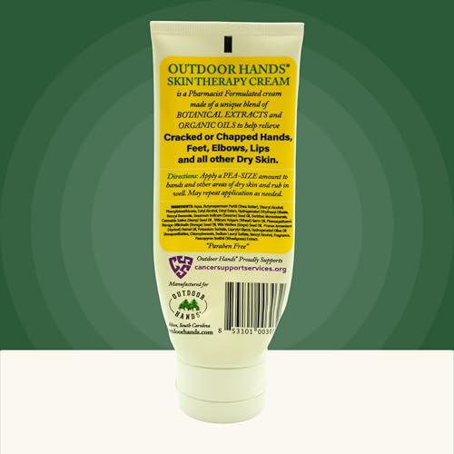 Outdoor Hands Skin Therapy Cream hand application promotes quick absorption for dry skin.