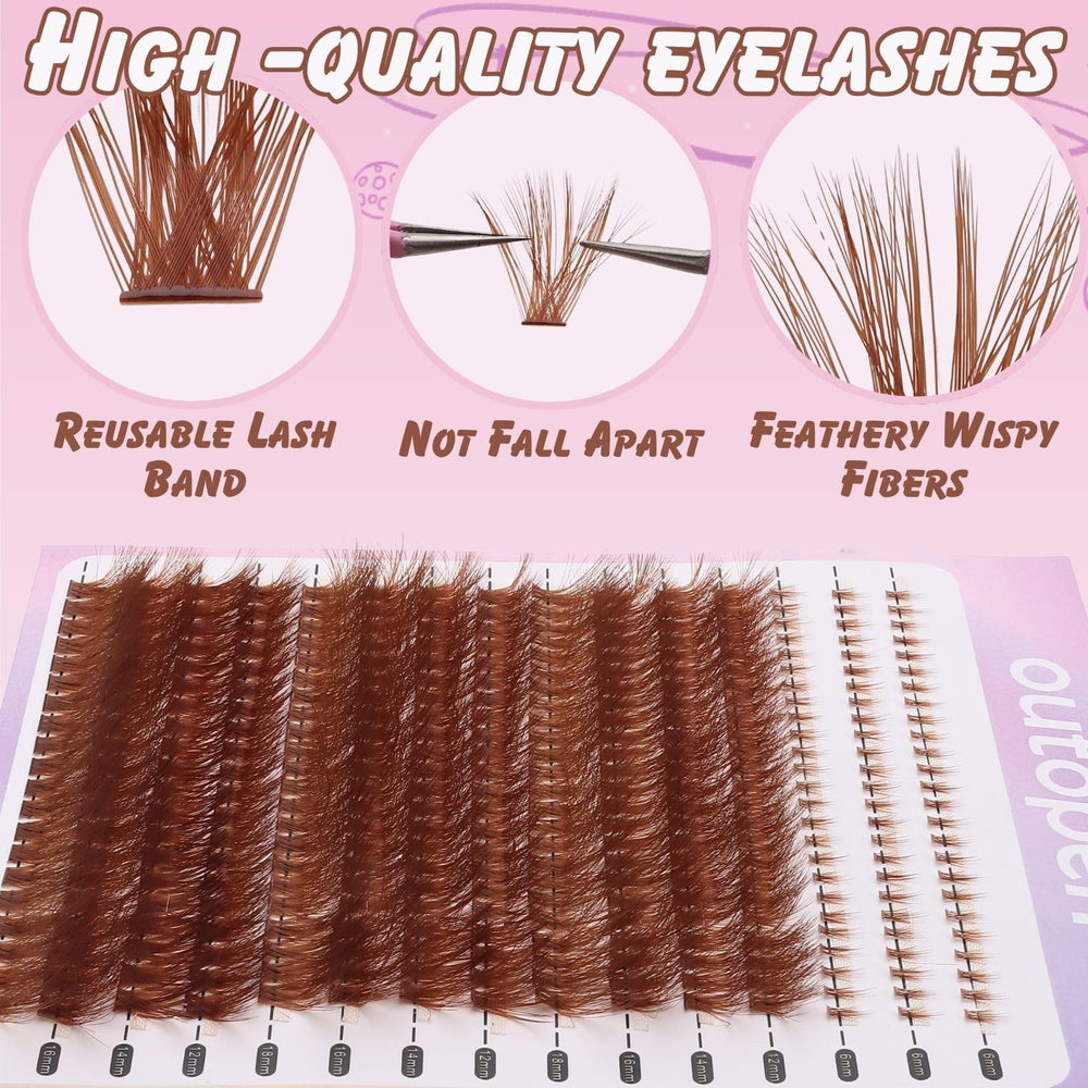 Outopen brown lash clusters lower 6mm for balanced definition