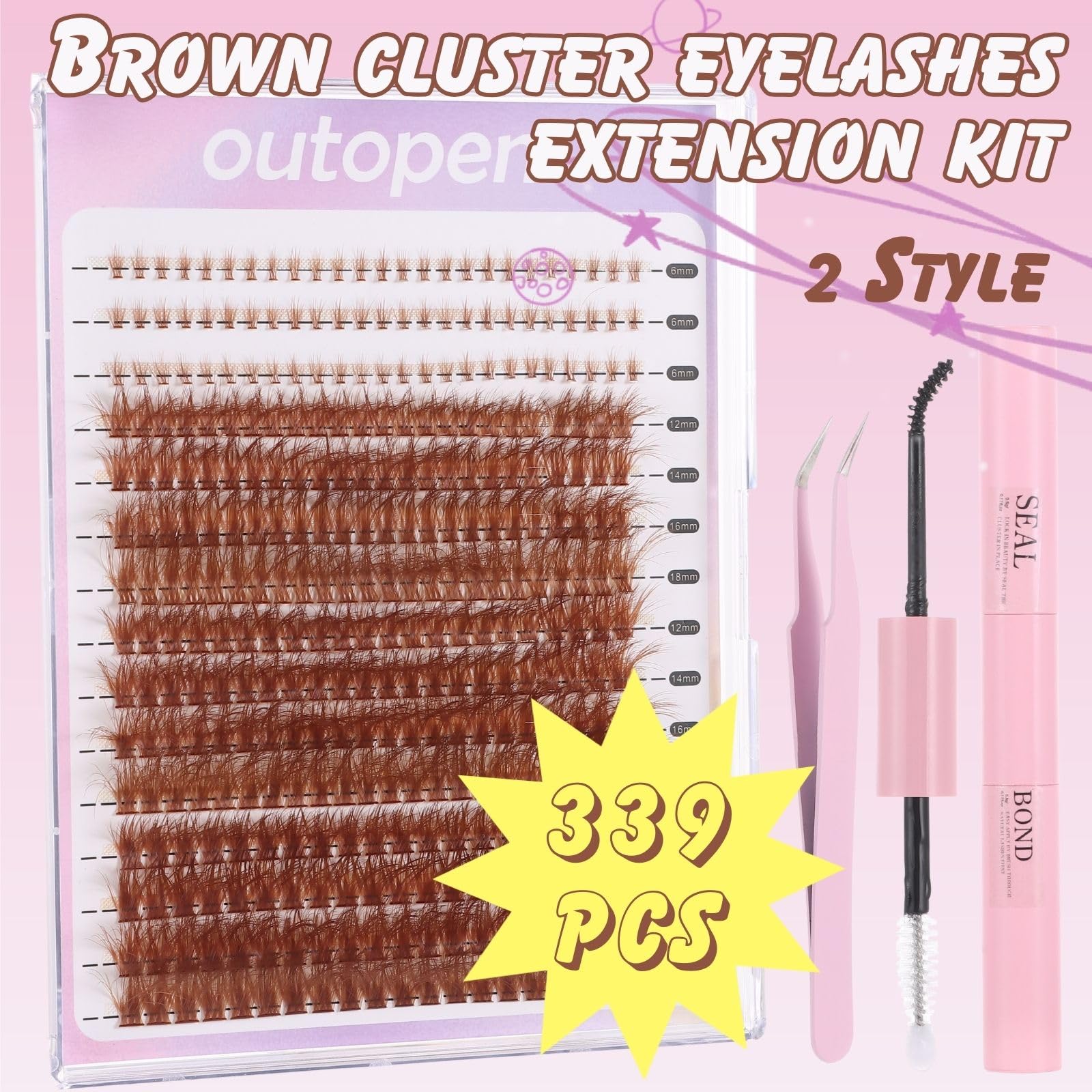 Outopen brown lash clusters tweezer for precise DIY placement