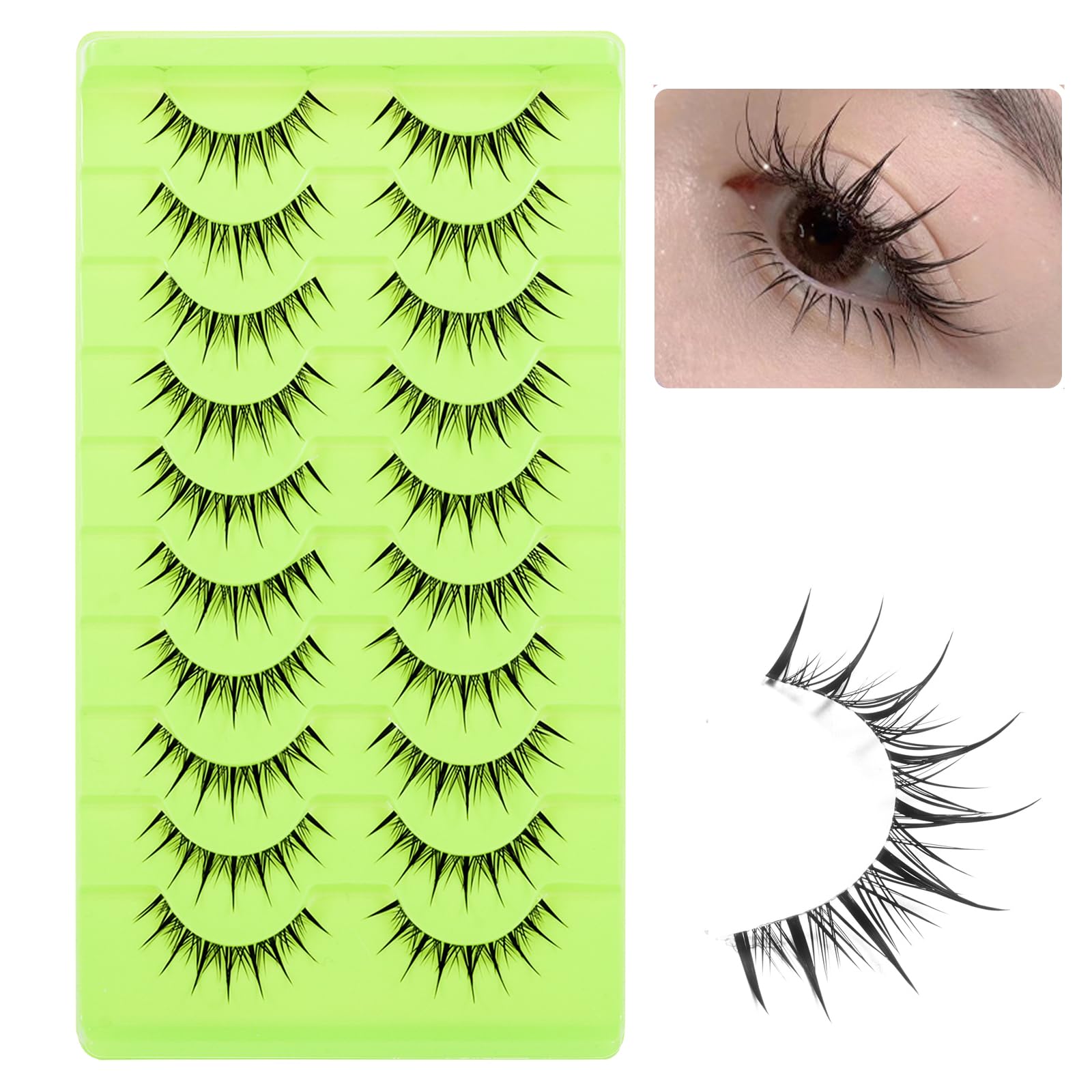 outopen manga lashes with clear band for a seamless wet-look cosplay finish