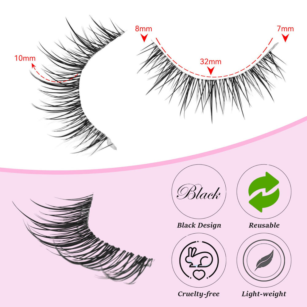 Outopen Manga Lashes with a clear band for seamless blending.
