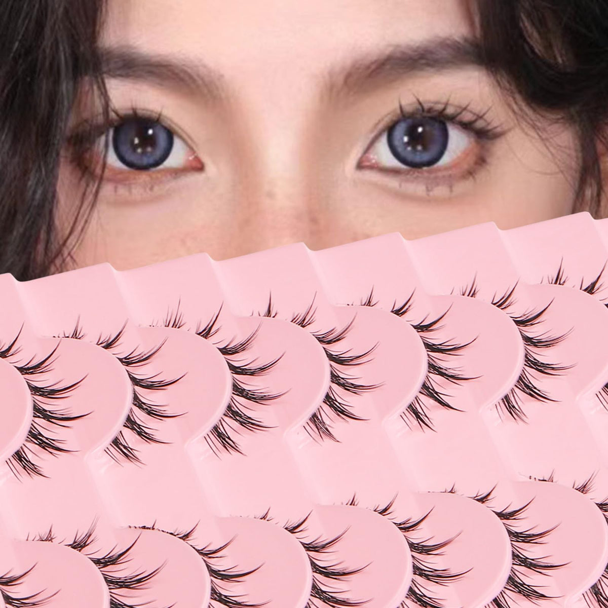 Outopen manga lashes with spikes and wispy ends for anime-inspired drama.