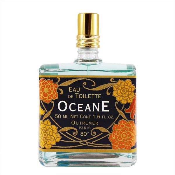 Outremer Oceane bottle showcasing Art Deco design for daily elegance and layering.