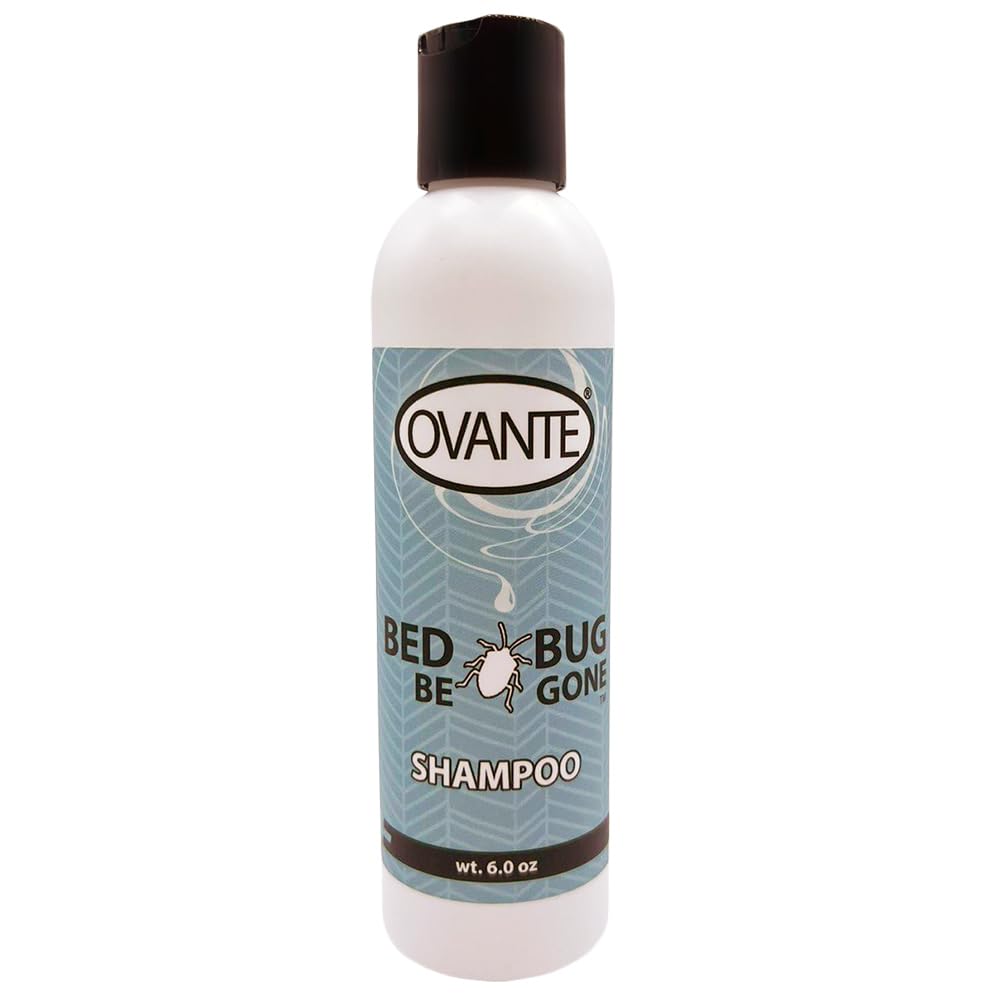 OVANTE BedBug Be Gone bottle label highlighting calming scalp care.