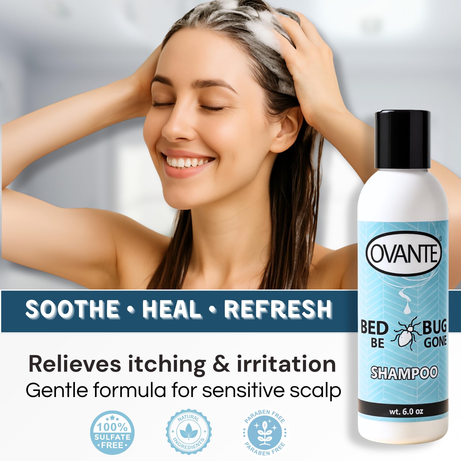OVANTE BedBug Be Gone hair cleanse for refreshed, clean-feeling strands.