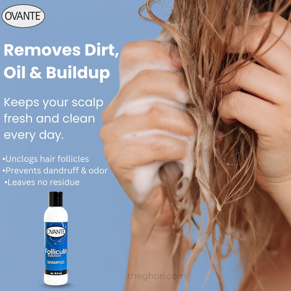 OVANTE rich-foam on scalp communicates thorough, gentle cleansing.