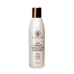 Ovation Hair Cell Therapy bottle being poured for scalp nourishment