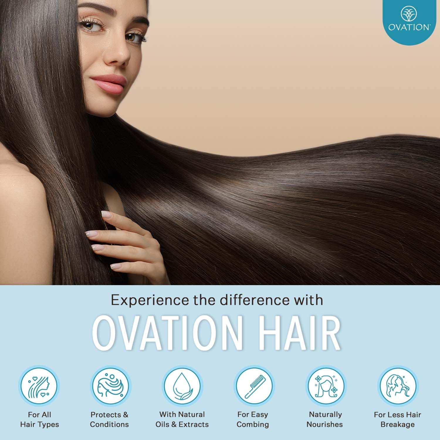 Ovation Hair Color Protection Shampoo stored in a tidy bathroom cabinet.