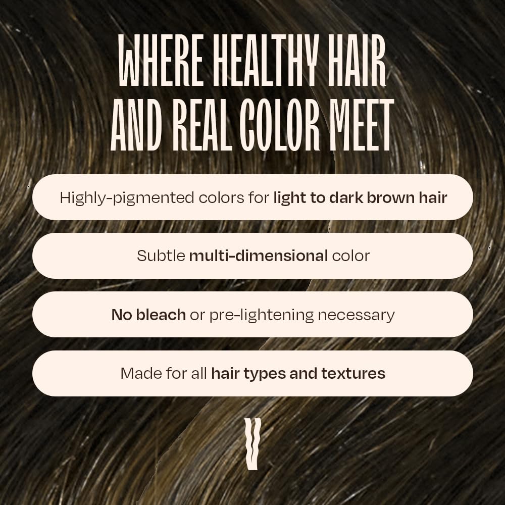 Overtone Espresso Brown hair close-up reveals hydrated, glossy strands