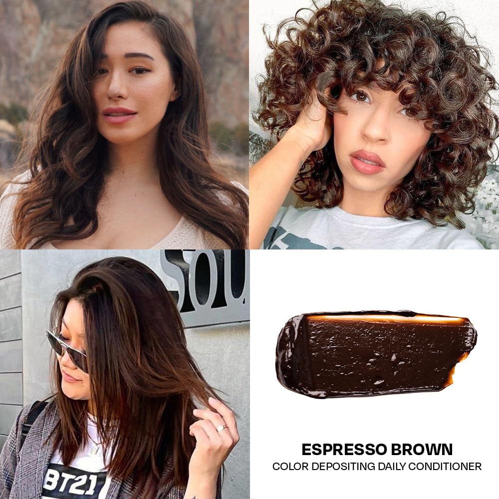 Overtone Espresso Brown packaging emphasizes a chemical-free formula with no ammonia