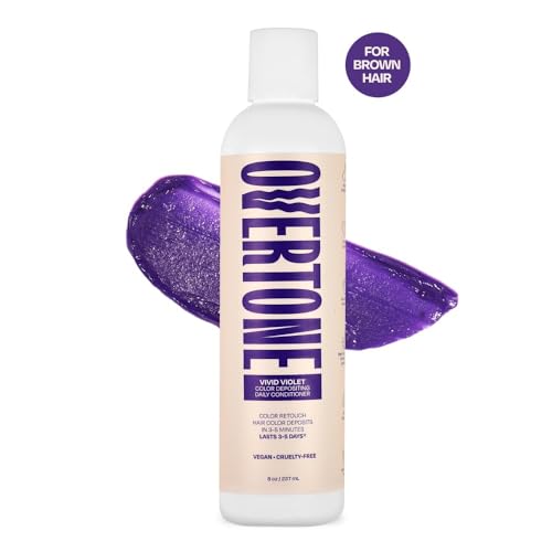 Overtone Vivid Violet hair closeup reveals deep purple hue and shine.