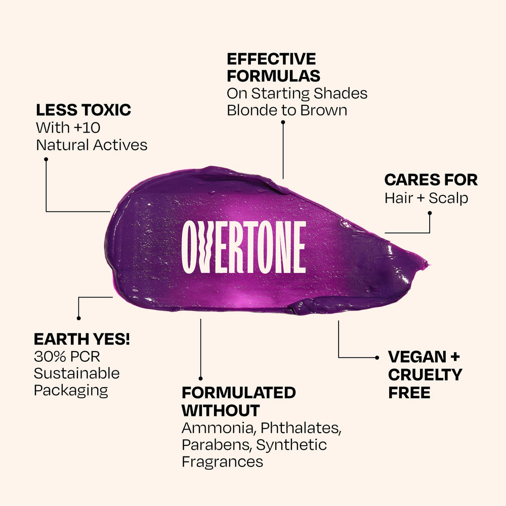 Overtone Vivid Violet on diverse hair textures demonstrates all texture compatibility.