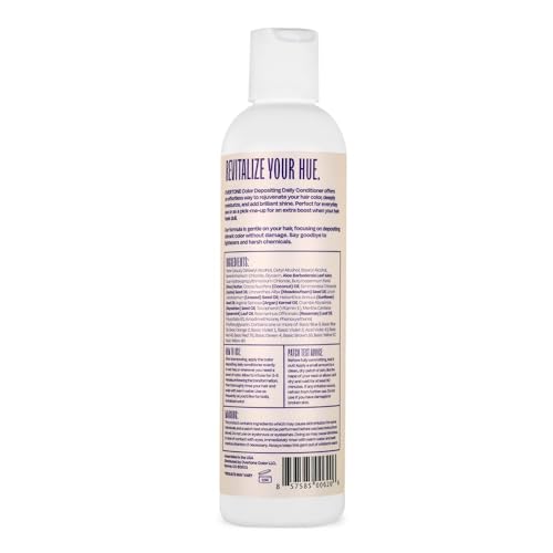 Overtone Vivid Violet oils panel highlights coconut, jojoba, and shea benefits.
