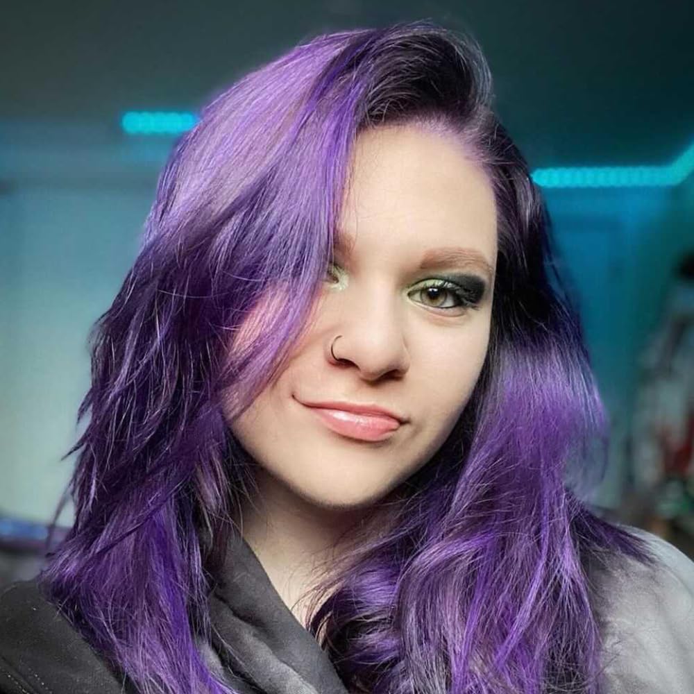 Overtone Vivid Violet glossy finish closeup showcases shine boost.