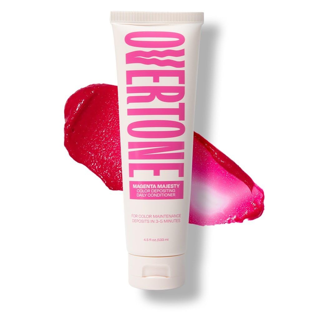 oVertone Magenta Majesty bottle pour showing color refresh action