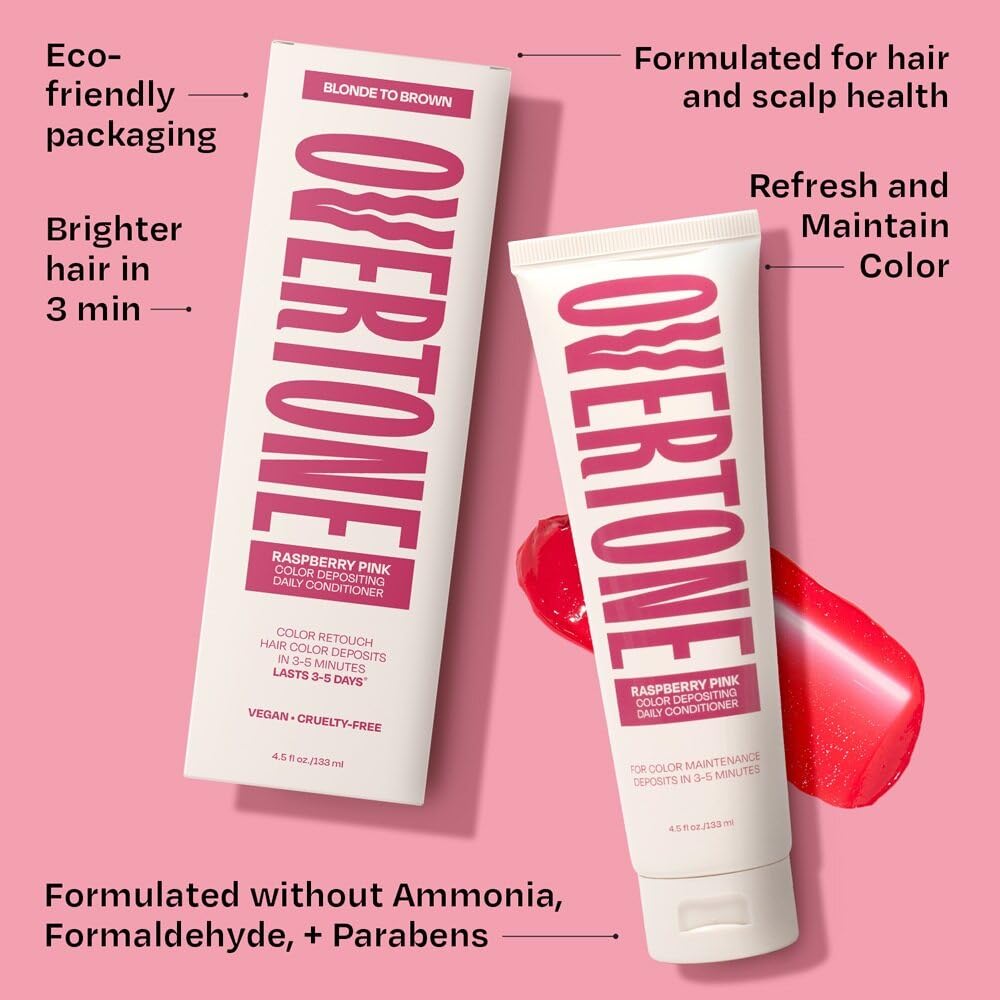 Overtone Raspberry Pink Daily Color Depositing Conditioner – Hydrating ...