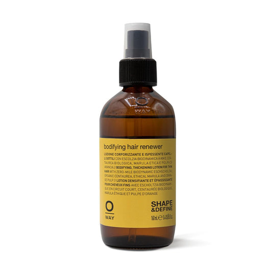 OWAY Bodifying Hair Renewer bottle with elegant packaging and volumizing potential