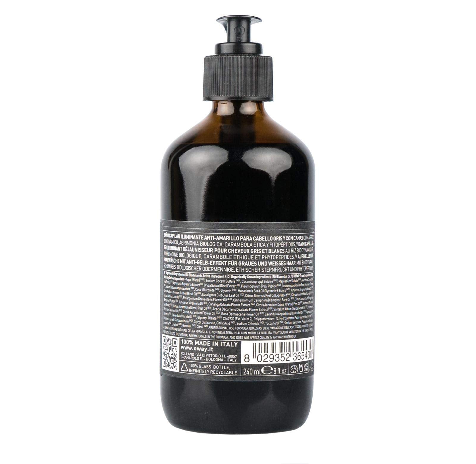 OWAY Silver Steel Hair Bath Shampoo pour demonstrates easy application and gentle wash.