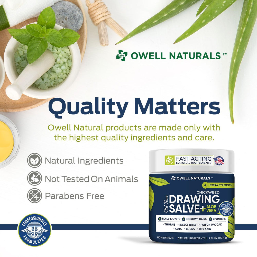 OWELL Naturals Drawing Salve Made in USA label
