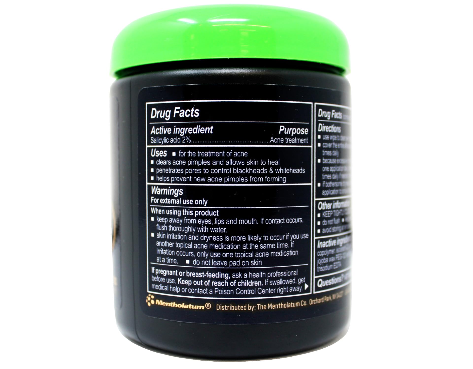 Oxy Acne Care pads texture highlights gentle wipe suitable for sensitive skin.