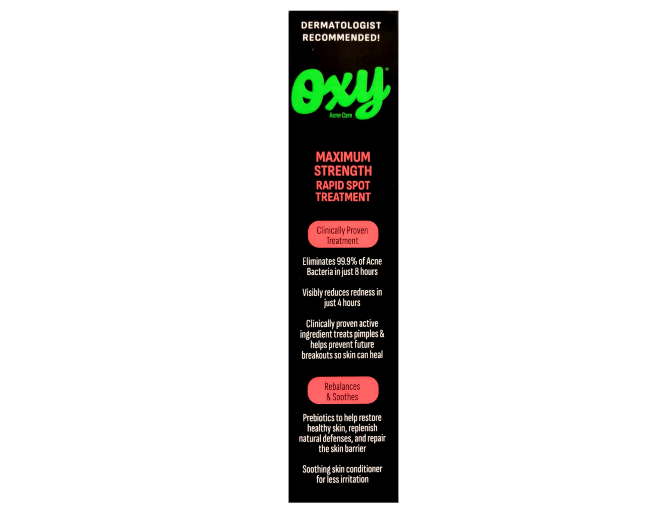 OXY Maximum Action Spot Treatment pack-of-3 display shows value for acne care