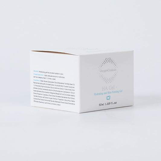 OxygenCeuticals HA Gel dispenser pump shown for easy application and lightweight texture