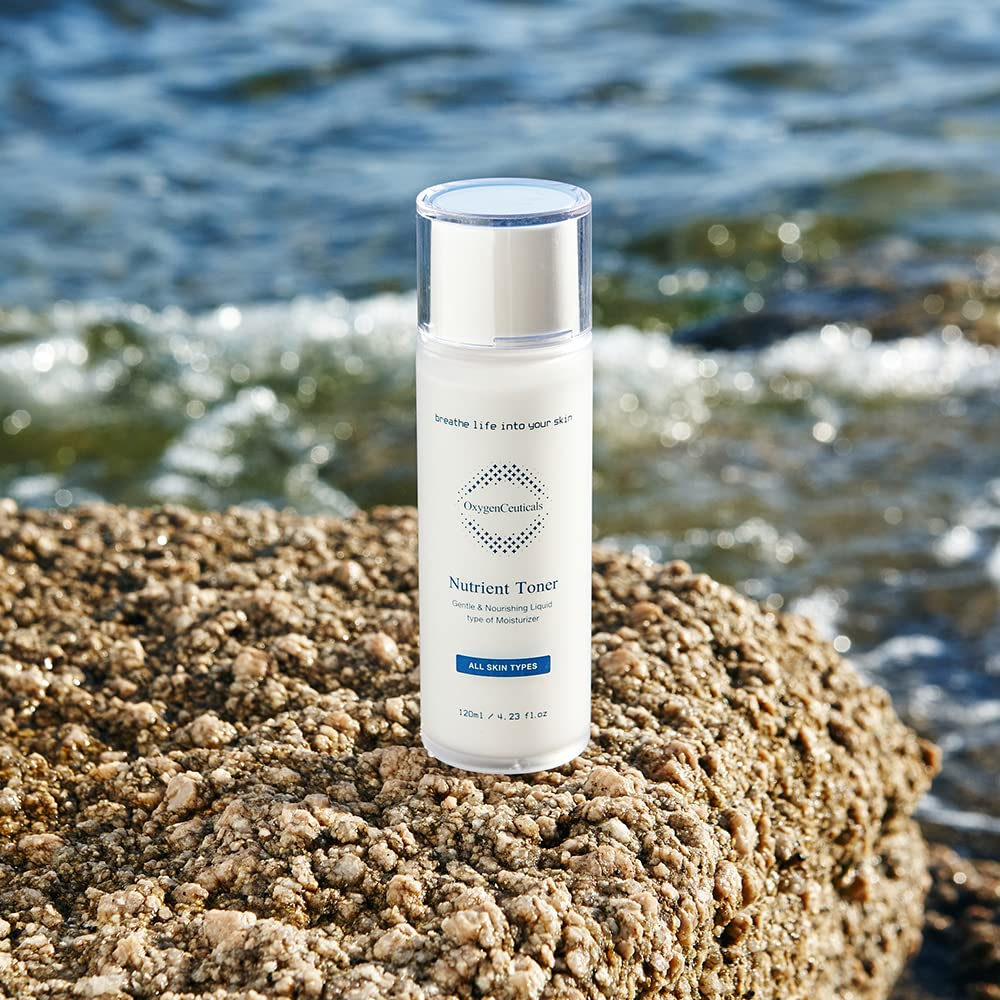 OxygenCeuticals Nutrient Toner portulaca extract label emphasizes soothing botanical care