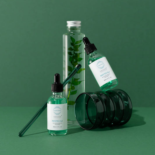 OxygenCeuticals Phyto Gel texture closeup emphasizing hydration and smoothness.